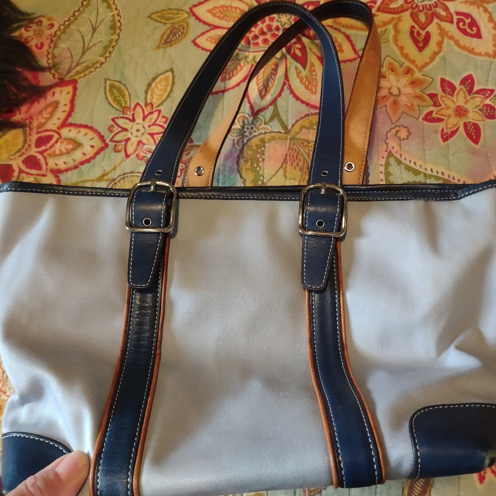 Coach light/ dark blue canvas satchel purse